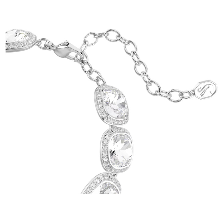 Una Angelic bracelet Cushion cut, White, Rhodium plated